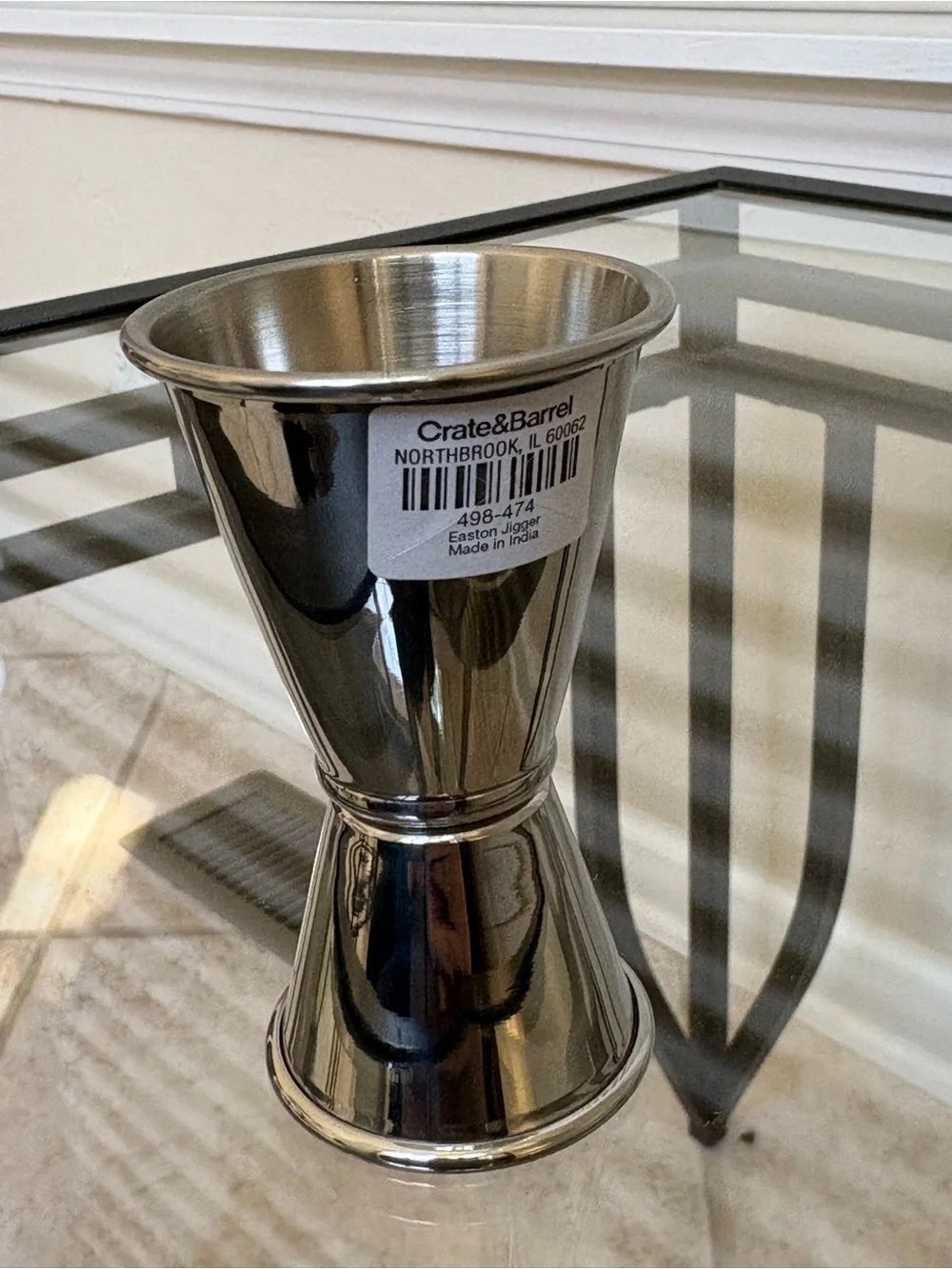 Crate&Barrel Polished Stainless Double-Sided Jigger - Silver